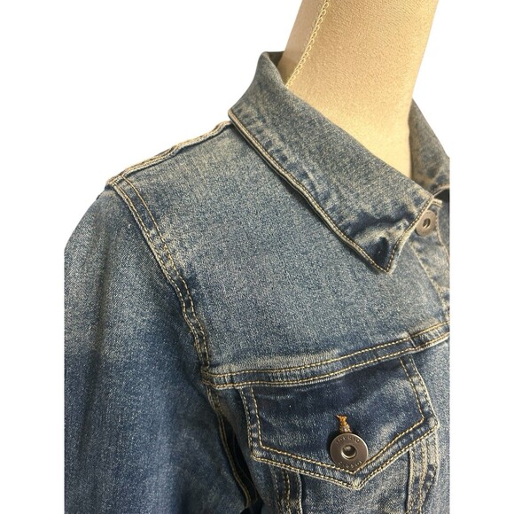 Torrid Denim Trucker Jean Jacket Womens Blue DIstressed Stretch Pockets Plus 00 - Picture 6 of 13